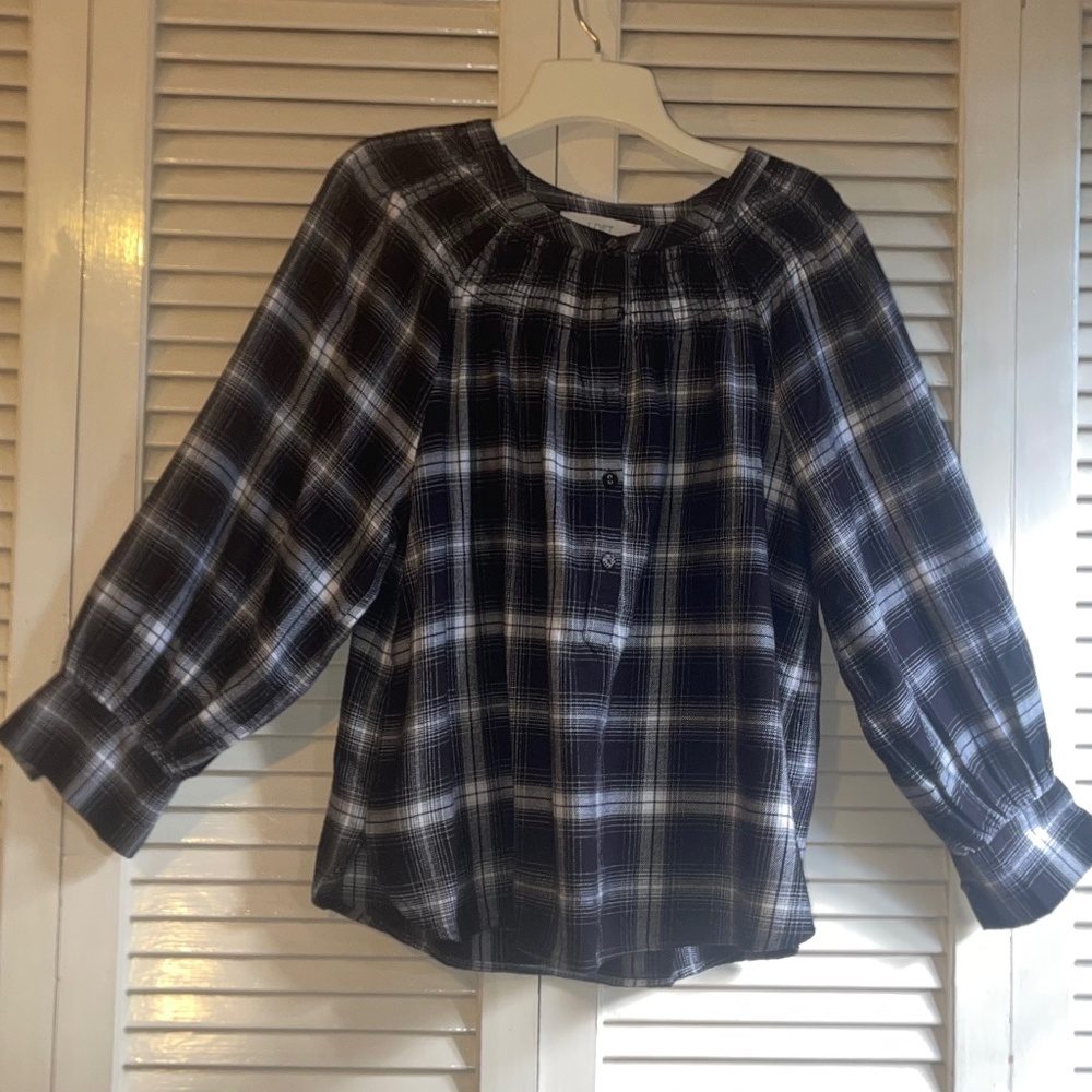 LOFT Flannel Peasant Blouse